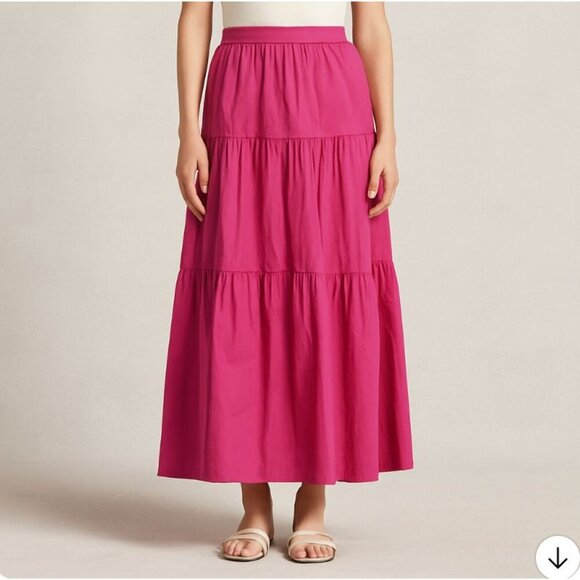 STAUD Womens Sea Tiered Maxi Skirt Hot Pink size 00 - Picture 7 of 7